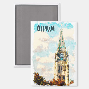 Aimant Aquarelle de la Colline du Parlement Ottawa