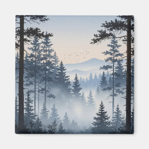 Aimant Aquarelle de la forêt de pins