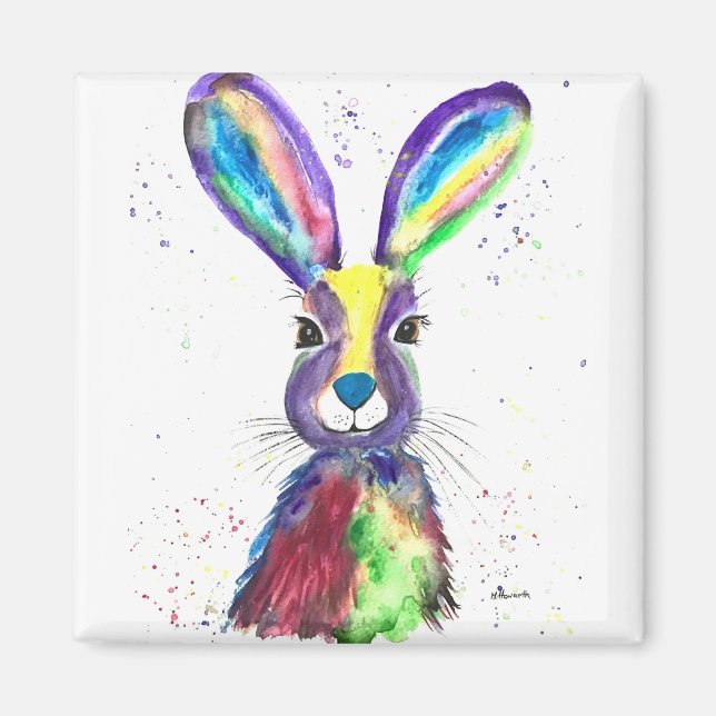 Aimant Aquarelle de l'arc-en-ciel faune (Devant)