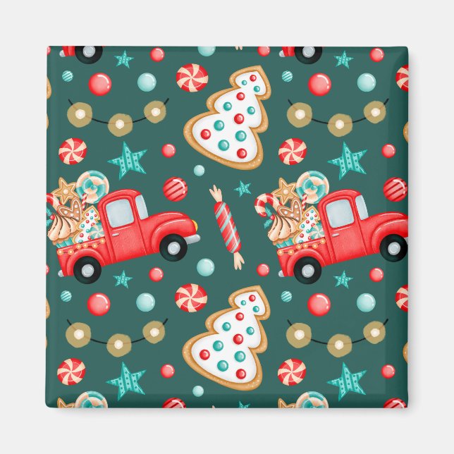 Aimant Aquarelle de Noël Joyeux personnalisée (Devant)