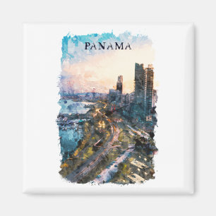 Aimant Aquarelle de Panama City Skyline