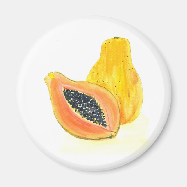 Aimant Aquarelle de Papaya (Devant)