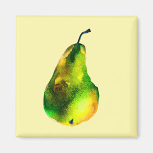 Aimant Aquarelle de poire verte fruit