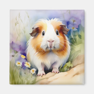 Aimant Aquarelle délicate de porc de Guinée