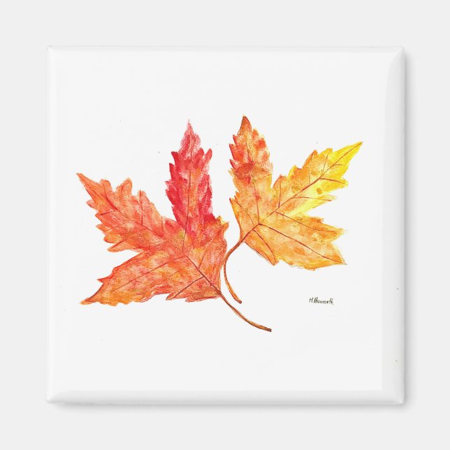 Aimant Aquarelle des feuilles d'automne (Devant)