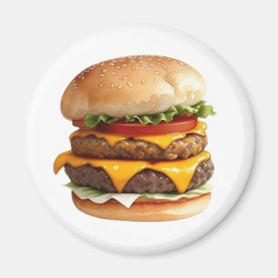 Aimant Aquarelle Dessin de Cheeseburger
