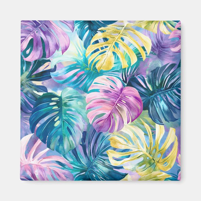 Aimant Aquarelle d'or Paradis Feuille tropical (Devant)