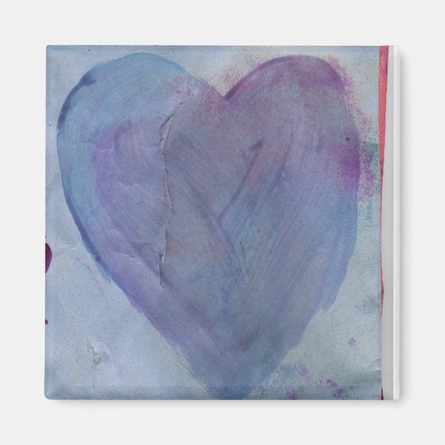 Aimant Aquarelle du coeur bleu (Devant)