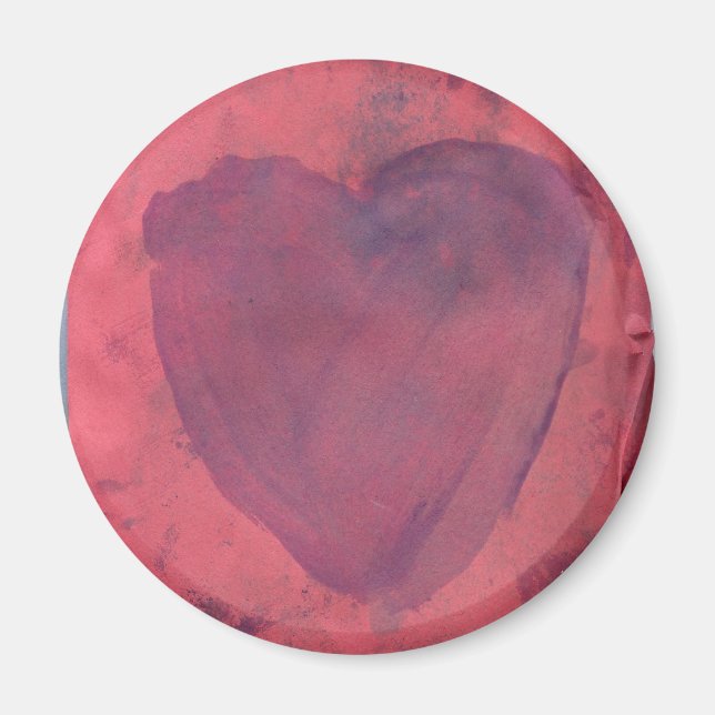Aimant Aquarelle du coeur rouge (Devant)