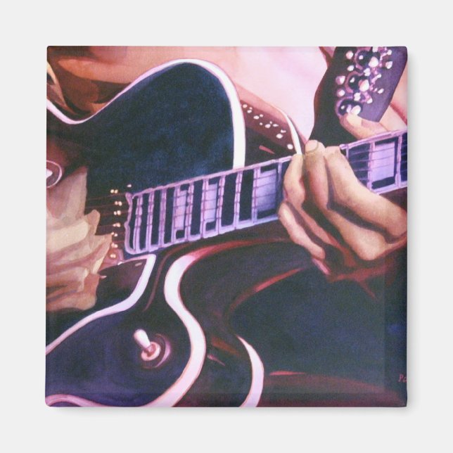 Aimant Aquarelle du joueur de guitare "Virtuoso" (Devant)