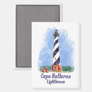 Aimant Aquarelle du phare de Cape Hatteras Caroline du No