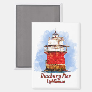 Aimant Aquarelle du phare de Duxbury Pier - Massachusetts