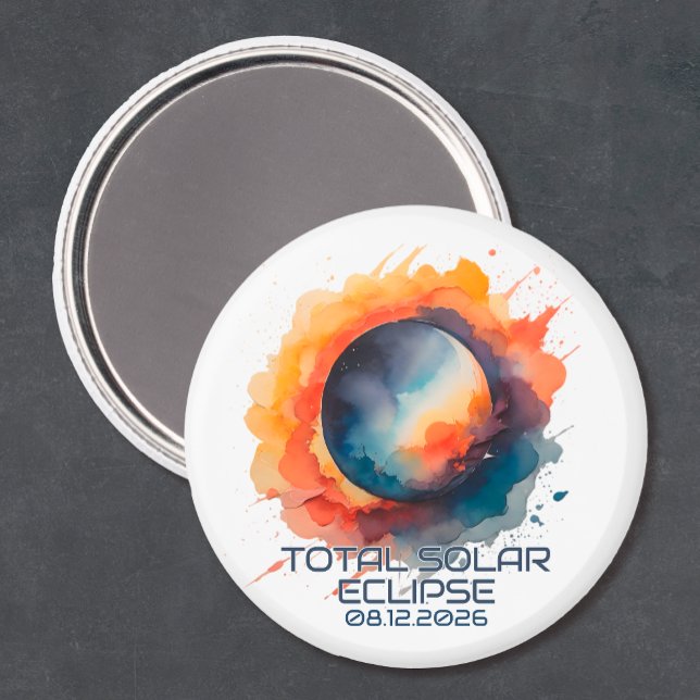 Aimant Aquarelle Éclipse 2026 Souvenir (Eclipse Magnet Keepsake
)