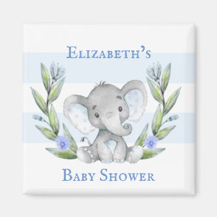 Aimant Aquarelle Elephant verdure Baby shower garçon
