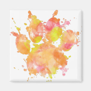 Aimant Aquarelle Empreinte de patte de chien