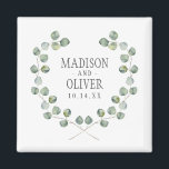 Aimant Aquarelle Eucalyptus cadre feuille | MARIAGE<br><div class="desc">Ce magnifique cadre en aquarelle présente des feuilles d'eucalyptus argentés. | © et ® Bigstock® - Tous droits réservés.</div>