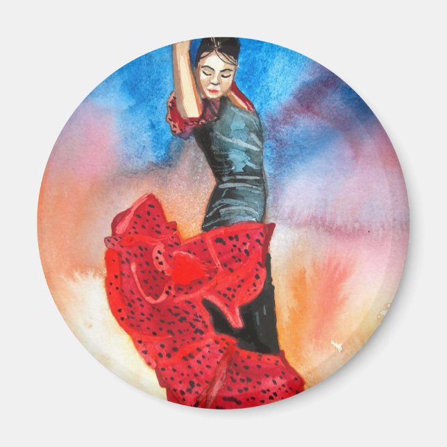 Aimant Aquarelle FLAMENCO DANCER (Devant)