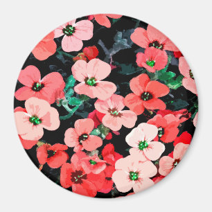 Aimant Aquarelle Fleur Rouge