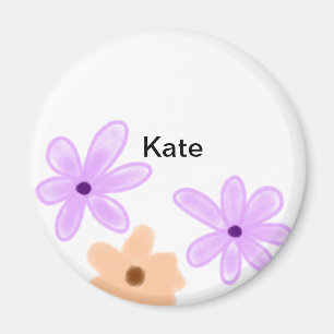 Aimant Aquarelle fleurie violette orange abdominale ajout