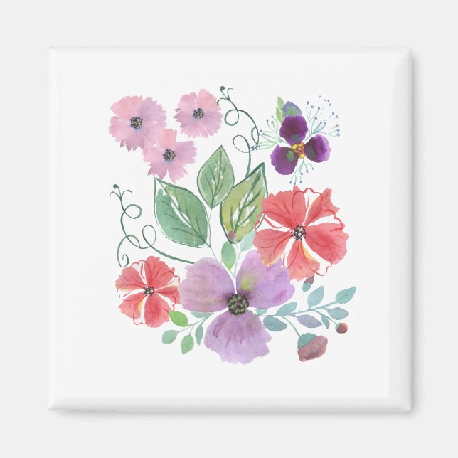 Aimant Aquarelle, fleurs. (Devant)
