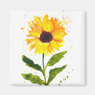 Aimant Aquarelle fleurs jaune tournesol aquarelle