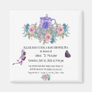 Aimant Aquarelle Floral Baby Tea Party Invitation