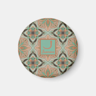 Aimant Aquarelle Floral Rose et Menthe Marocain 