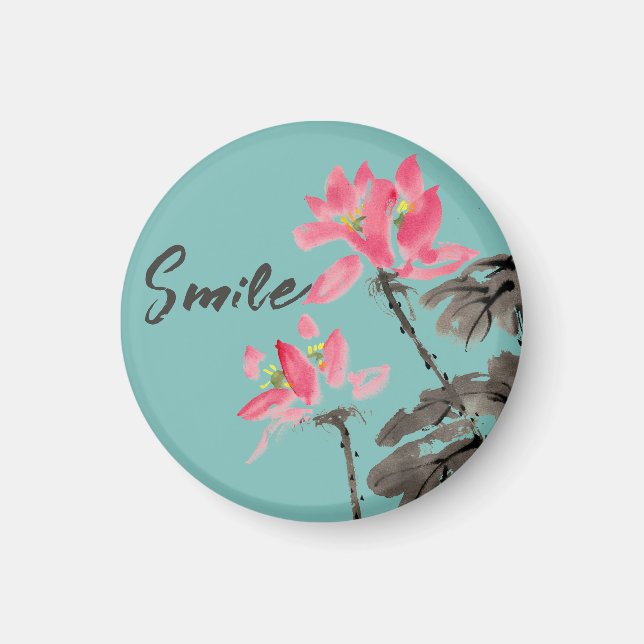 Aimant Aquarelle florale Lotus (Devant)