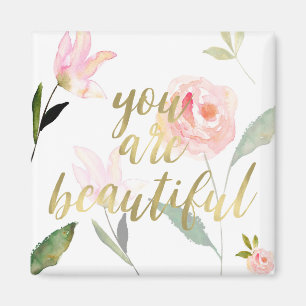 Aimant Aquarelle florale rose d'or vous êtes beaux