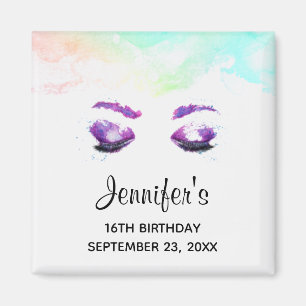 Aimant Aquarelle glamour aux yeux et aux bouillons pourpr