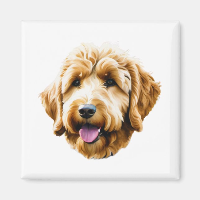 Aimant Aquarelle Goldendoodle (Devant)