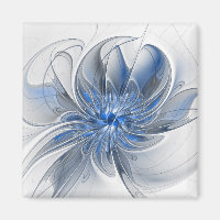 Aquarelle gris bleu Abstrait Fractal Art Flower