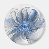 Aquarelle gris bleu Abstrait Fractal Art Flower