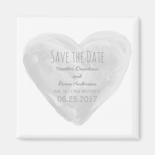 Aimant Aquarelle grise Coeur Enregistrer l'aimant de date