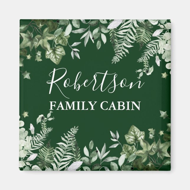 Aimant Aquarelle Ivy Sage Ferns Famille Cabine Vert (Devant)