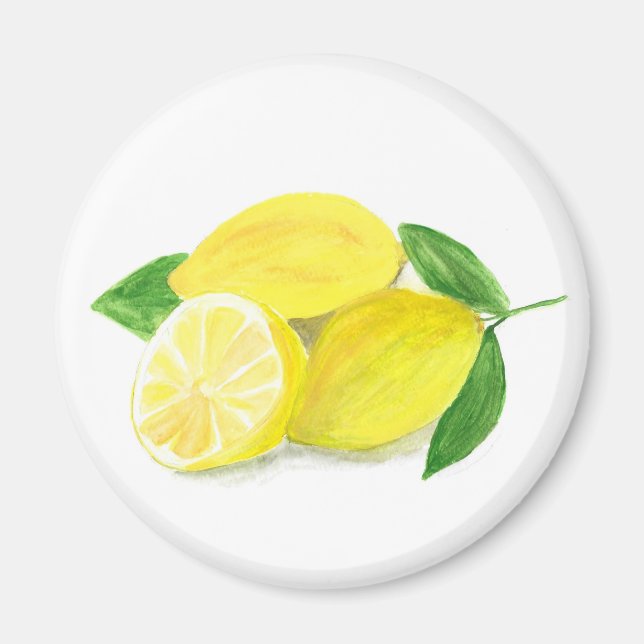 Aimant Aquarelle jaune citron imprimé fruit (Devant)