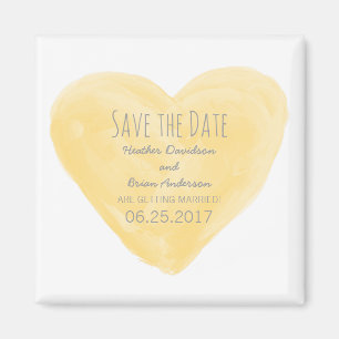 Aimant Aquarelle jaune Coeur Enregistrer l'aimant de date