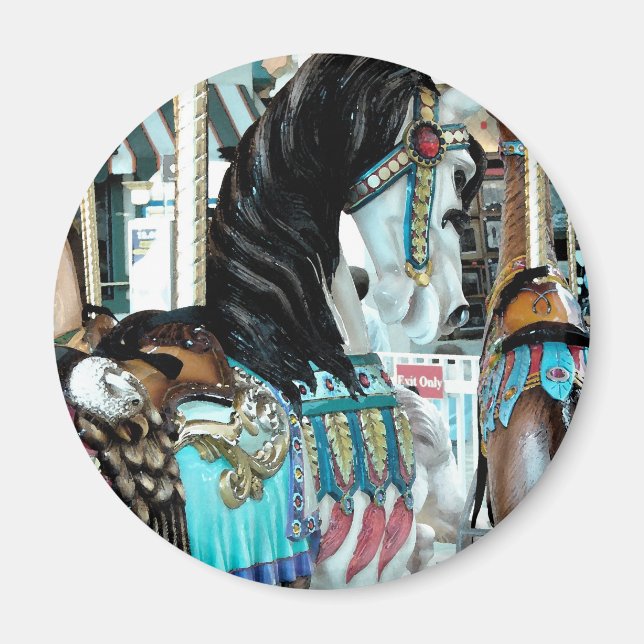 Aimant Aquarelle Joyeux-Go-Round Cheval (Devant)