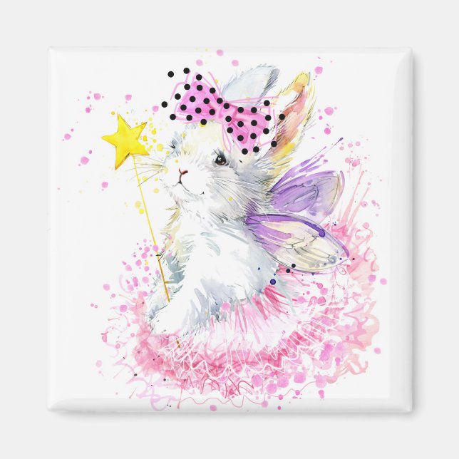 Aimant Aquarelle Lapin Fairy (Devant)