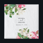 Aimant Aquarelle Magnolia Fleurs Mariage Faveur<br><div class="desc">Une belle aquarelle Magnolia design mariage de fleurs. Un design unique qui utilise des fleurs botaniques vintages rustiques de Magnolia. Un élégant design floral rétro blanc et rose avec une touche de verdure. Un design de mariage chic avec des éléments modernes. Des invitations de mariage et d'autres articles de papeterie...</div>