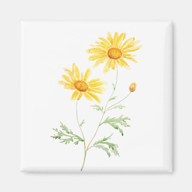 Aimant Aquarelle marguerite jaune (Devant)