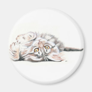Aimant Aquarelle mignonne Maine Coon Kitty
