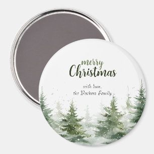 Aimant Aquarelle minimaliste de Noël Neige À feuillage pe