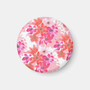 Aimant Aquarelle moderne Fleurs roses