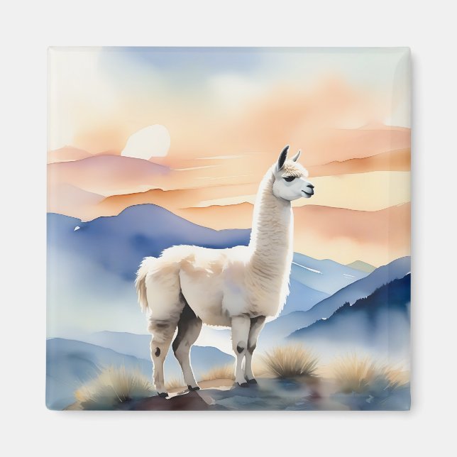 Aimant Aquarelle molle de Llama (Devant)