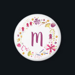 Aimant Aquarelle monographique Floral<br><div class="desc">Aquarelle de fleurs sauvages. Customiser en changeant le monogramme initial.</div>