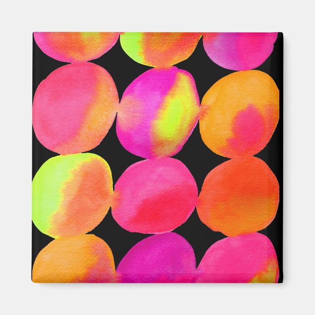 Aimant Aquarelle néon cercle motif couleur art abstrait (Devant)