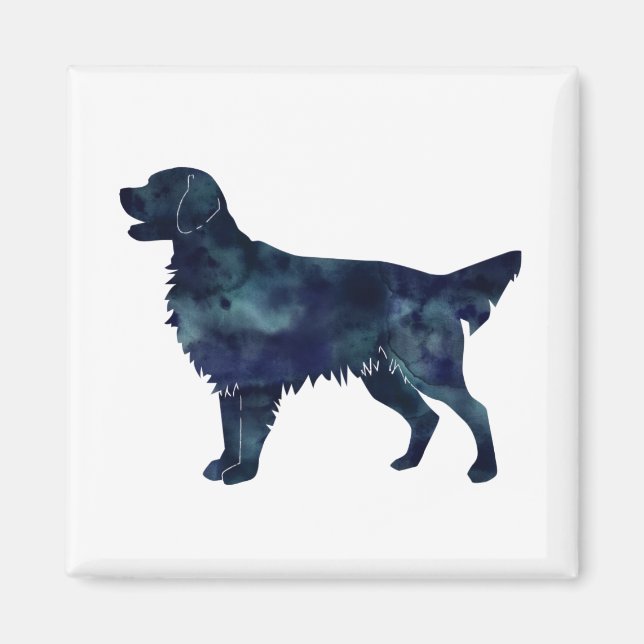 Aimant Aquarelle noire Golden Retriever Silhouette (Devant)