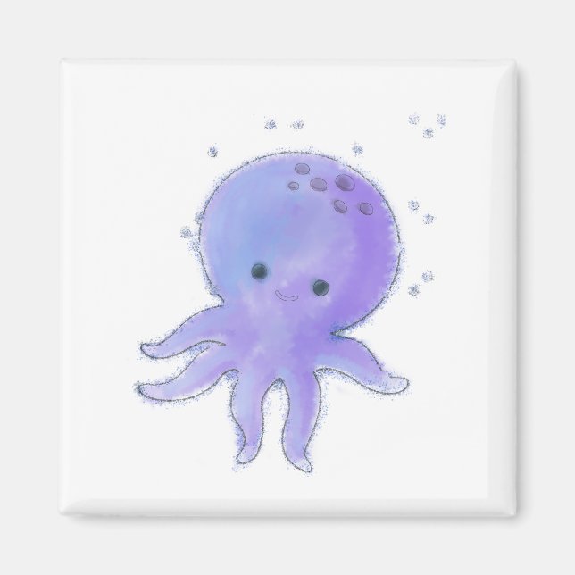 Aimant Aquarelle octopique violette claire (Devant)
