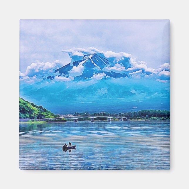 Aimant Aquarelle paisible Design d'art japonais (Devant)